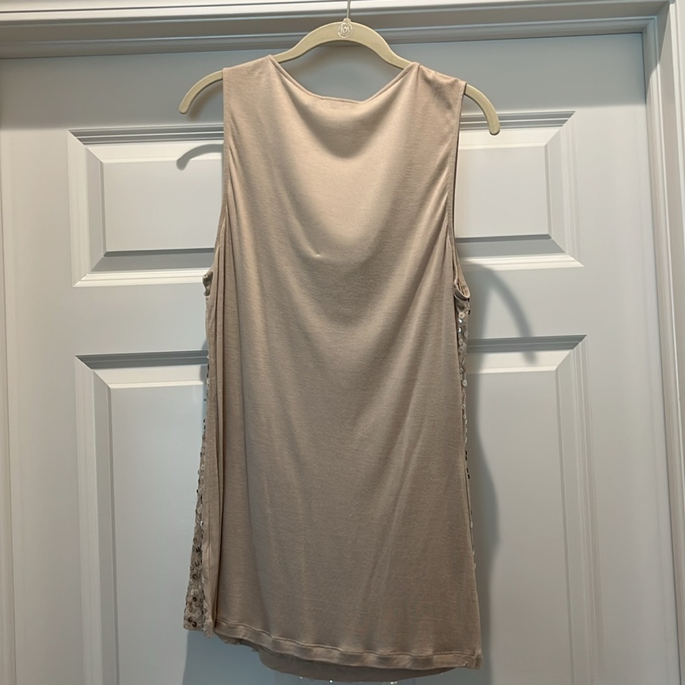 Apt 9 Sequin Embellished Drape Front Tank Top Size XL cream beige gold EUC - Picture 4 of 7